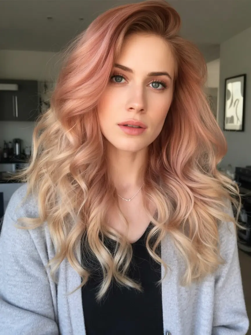 Golden Fall Hair Color for Blondes in 2025 Rosewood Melt with Soft Curls