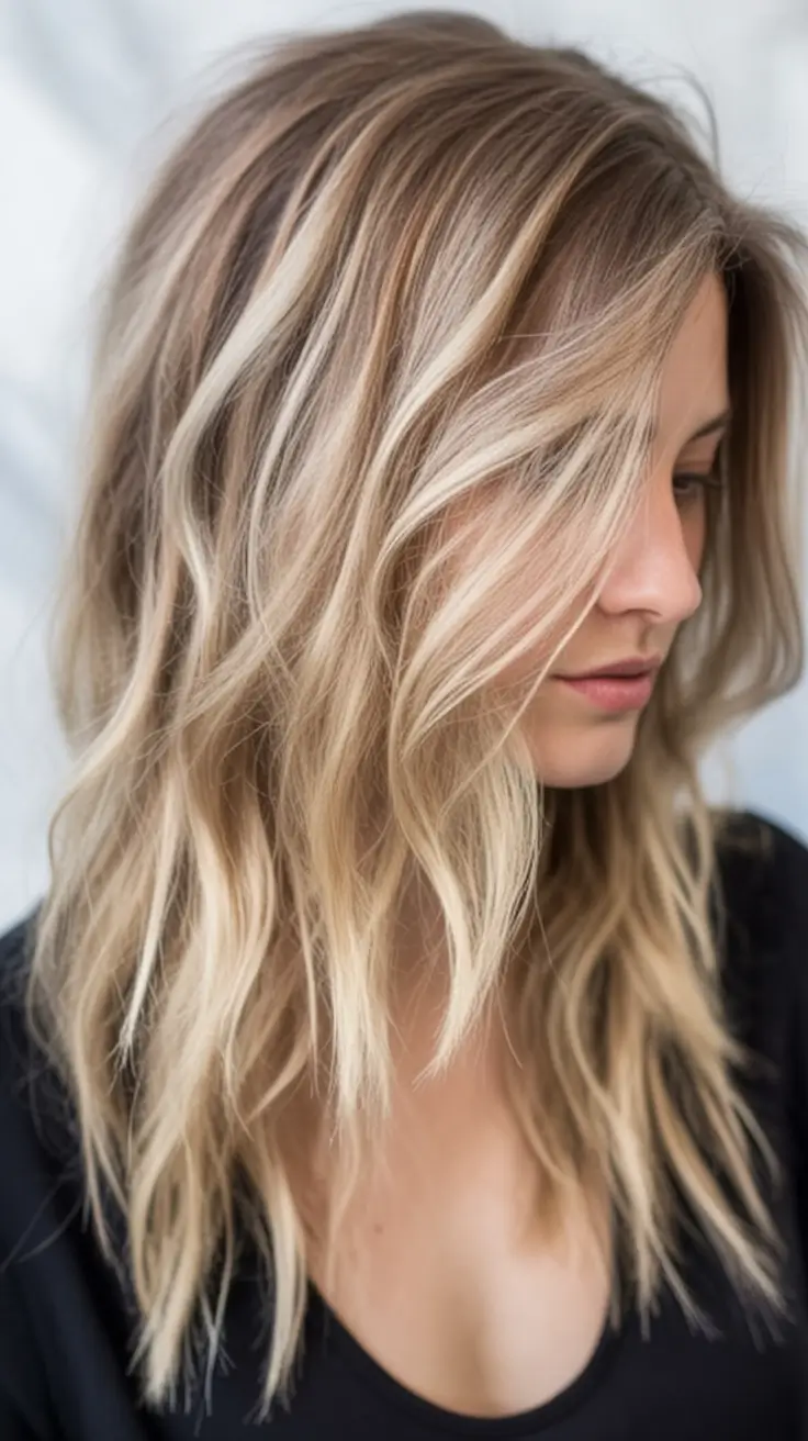 Golden Fall Hair Color for Blondes in 2025 Undone Waves with Sandy Blonde Contrast