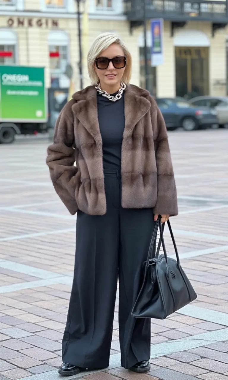 Easy and stylish fall outfits in 2025 Lux in Layers: Faux Fur and Black Staples