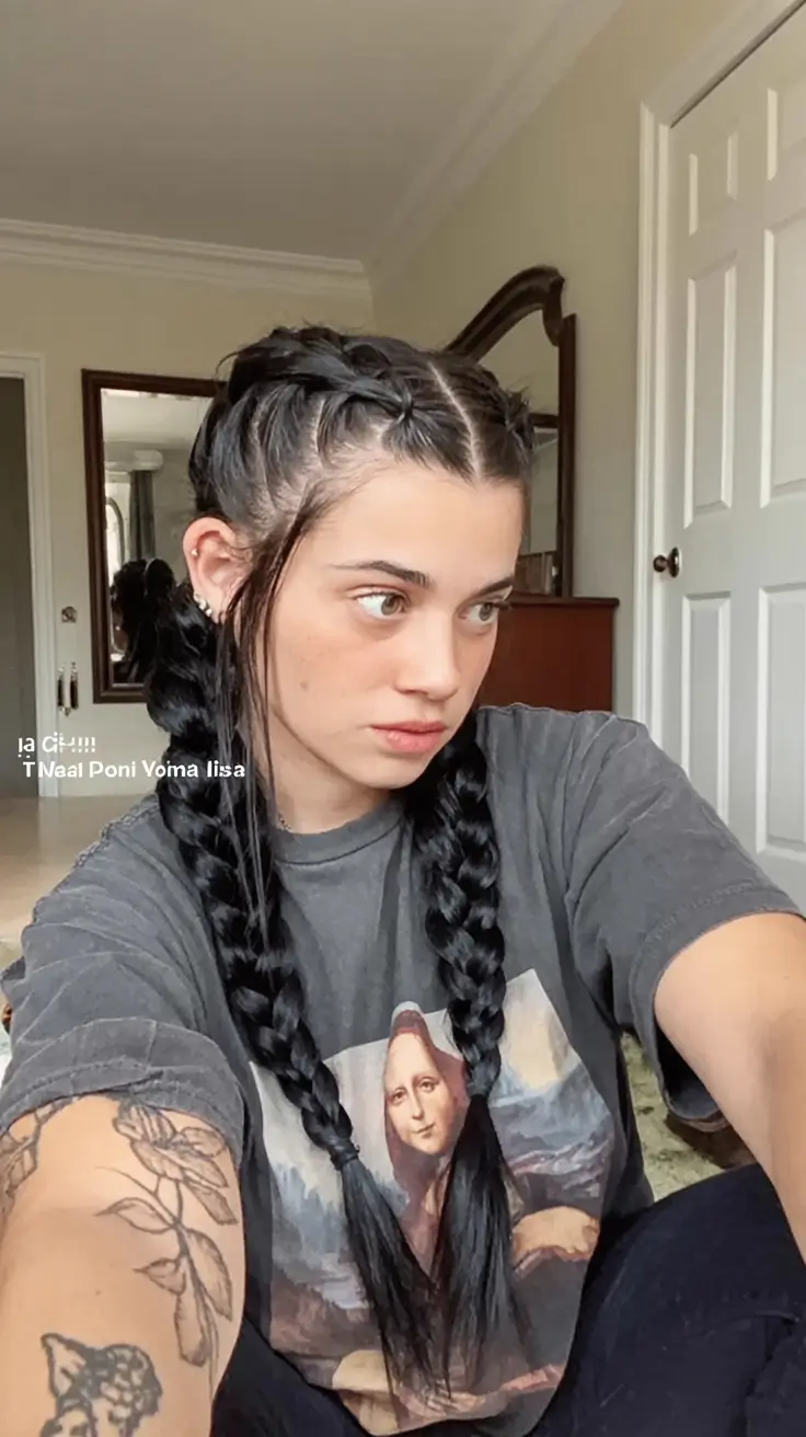 end of summer hairstyles ideas 2025 Chunky Twin Braids with Edgy Texture