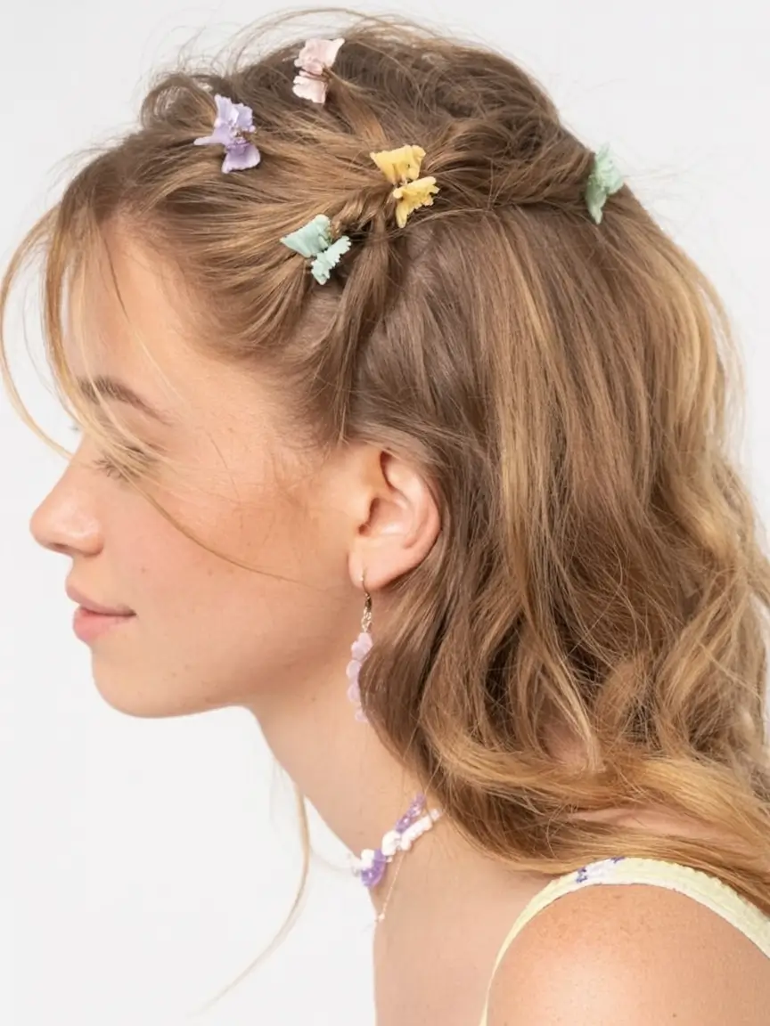 end of summer hairstyles ideas 2025 Whimsical Twists with Mini Butterfly Clips