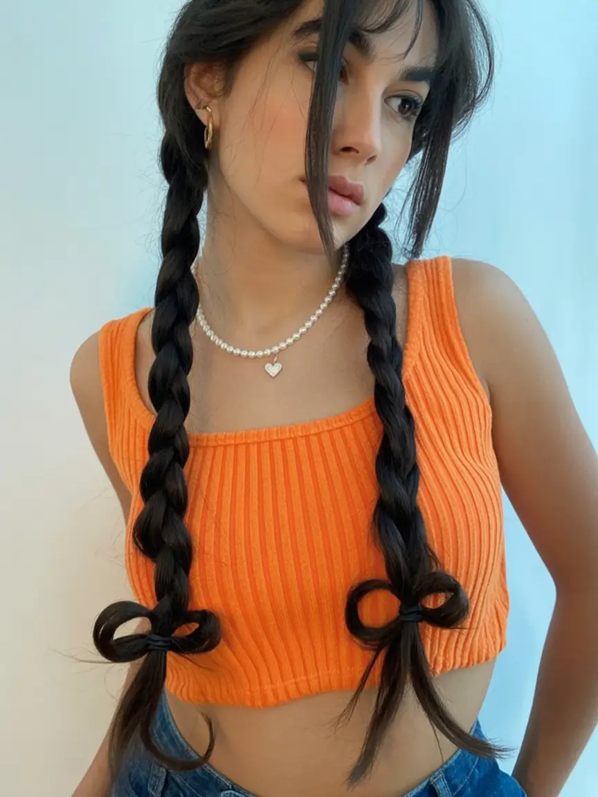 end of summer hairstyles ideas 2025 Double Braided Bows for Playful Vibes