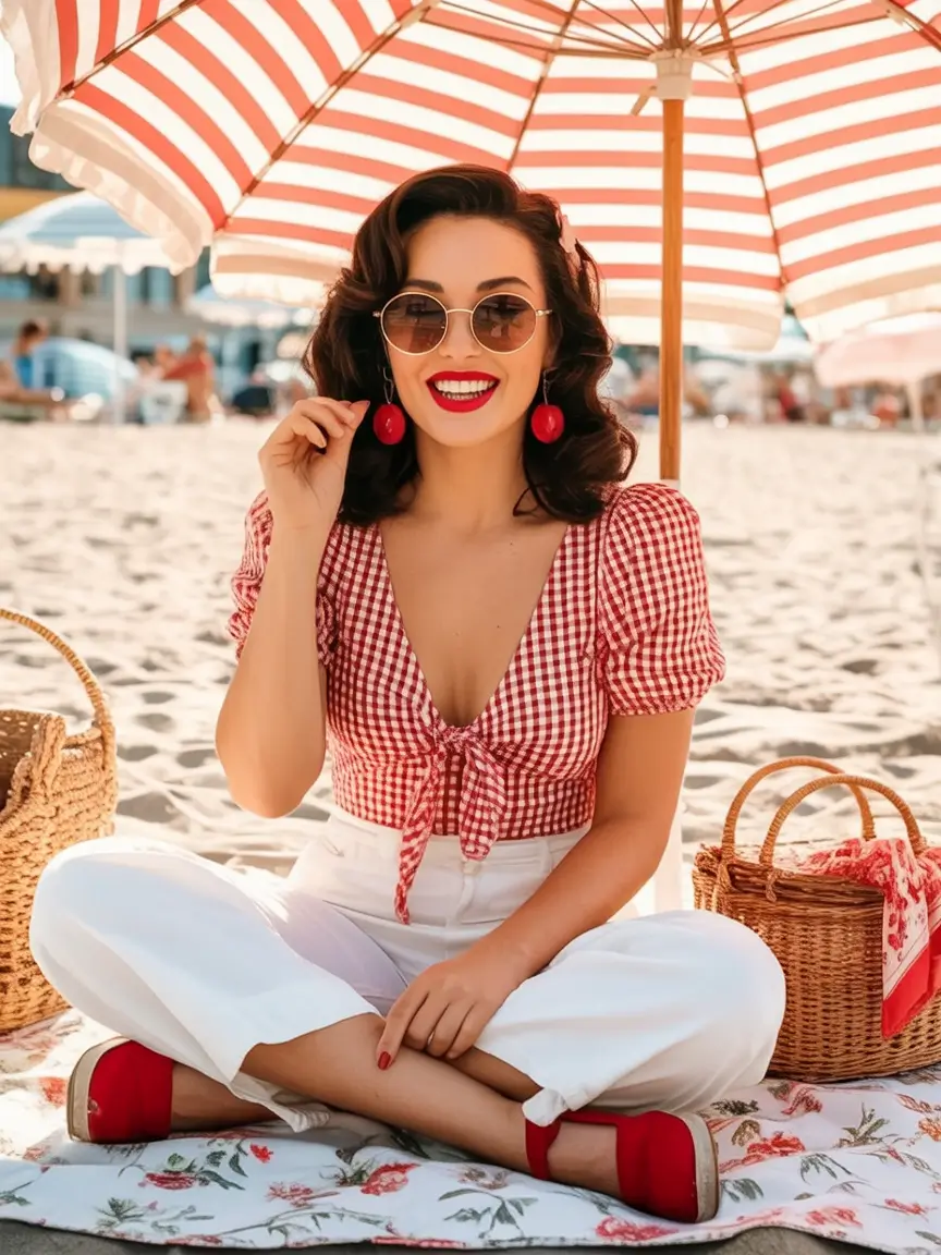 end of summer outfits ideas 2025 Gingham Picnic But Make It Retro