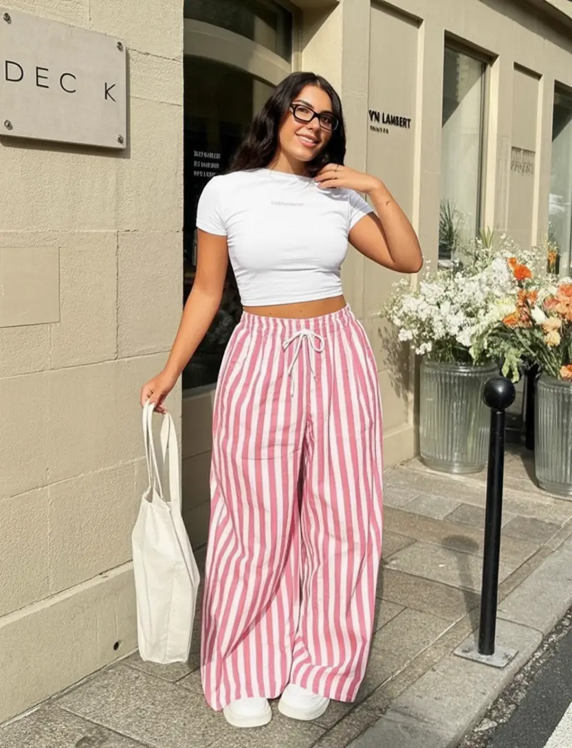end of summer outfits ideas 2025 Playful Stripes with a City Twist