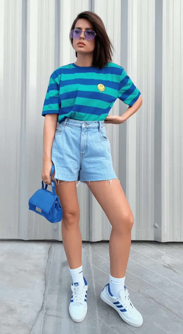end of summer outfits ideas 2025 Bold Retro Stripes & Sporty Energy