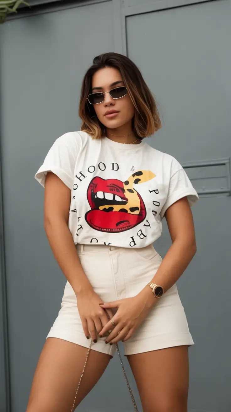 end of summer outfits ideas 2025 Graphic Cool Meets Clean Neutrals
