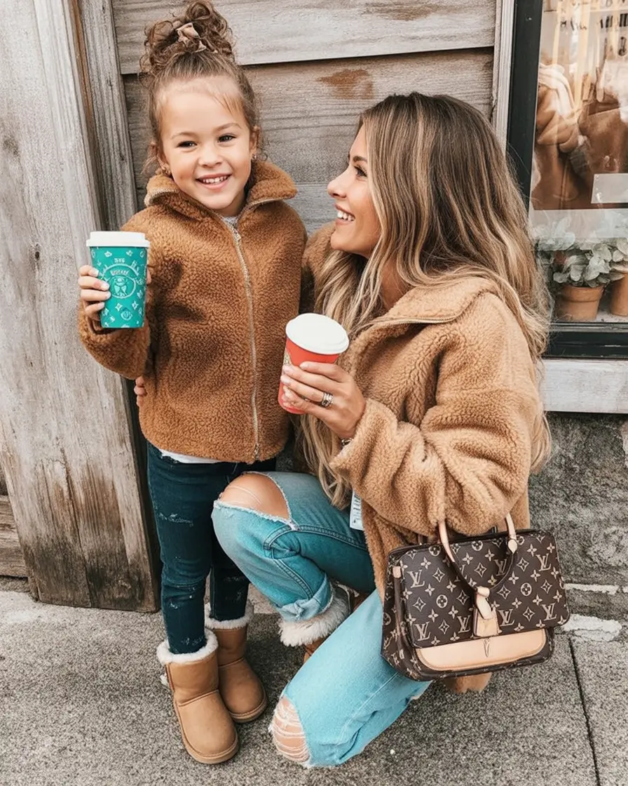 Fall 2025 Family Photo outfits Inspo 2025 Warm Sherpa Coffee Run
