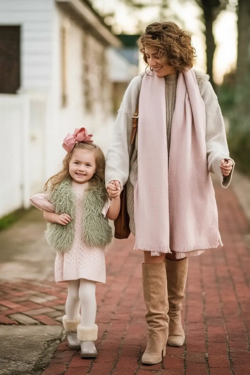 Fall 2025 Family Photo outfits Inspo 2025 Cozy Whispers In Pink & Sage