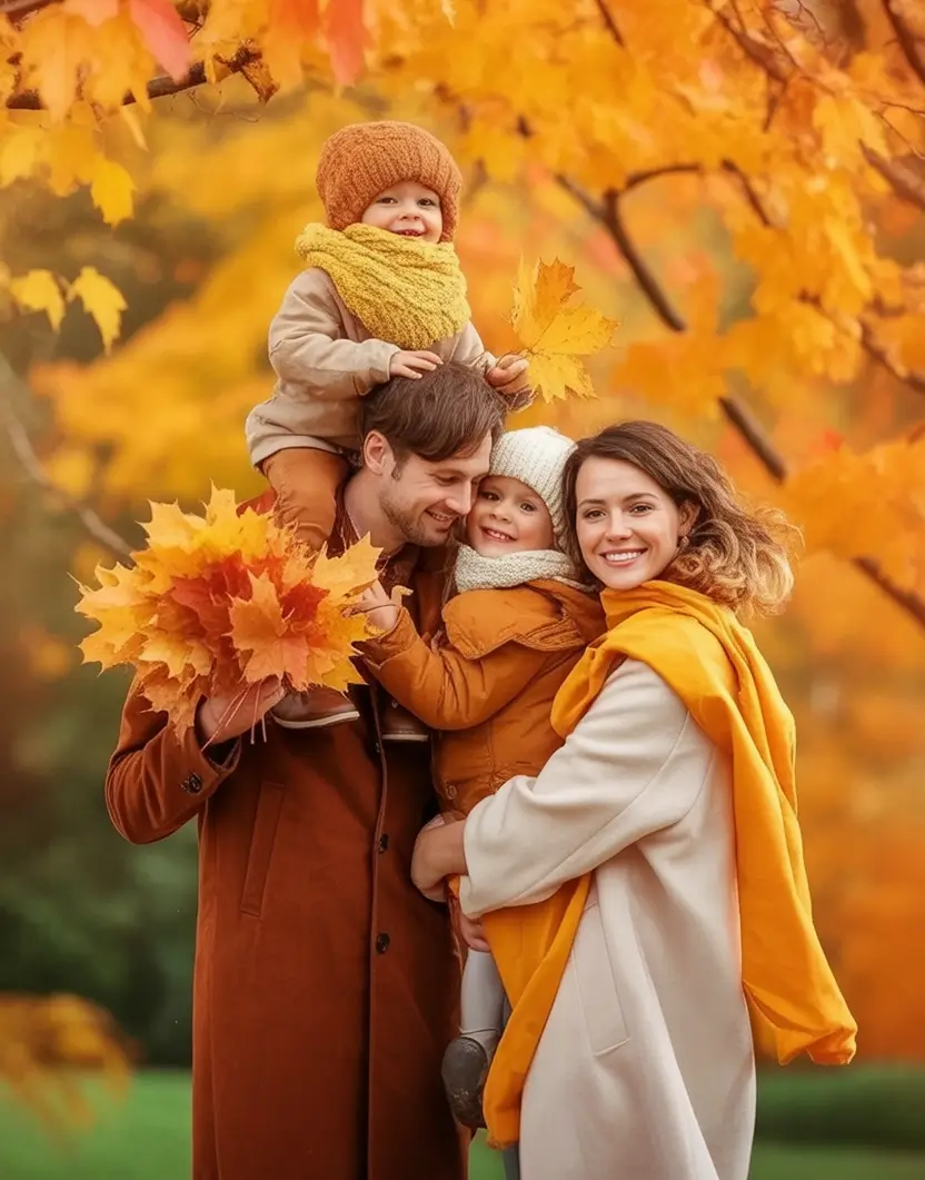 Fall 2025 Family Photo outfits Inspo 2025 Maple-Soaked Magic in Mustard and Tan