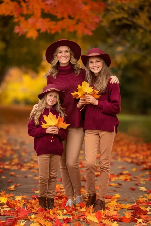 Fall 2025 Family Photo outfits Inspo 2025 Burgundy and Caramel Done Right