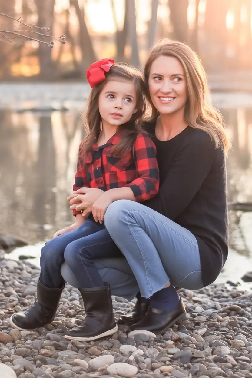 Fall 2025 Family Photo outfits Inspo 2025 Buffalo Plaid and Simple Denim