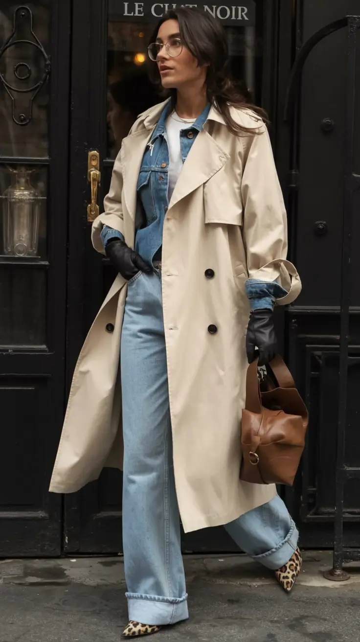 Fall 2025 Fashion Inspiration for Stylish Women Trench and Denim The Quiet Luxe Combo