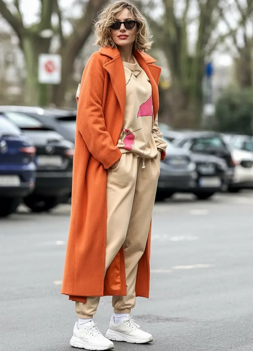 Fall 2025 Fashion Inspiration for Stylish Women Orange Statement with Off-Duty Ease