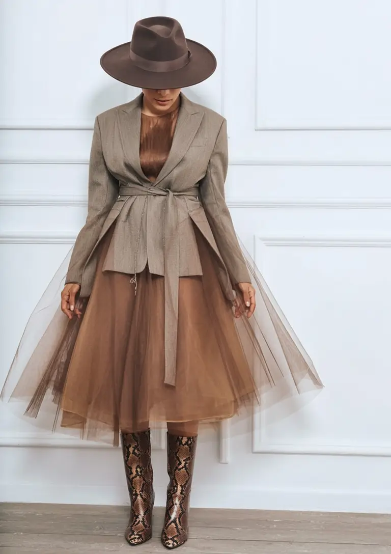 Fall 2025 Fashion Inspiration for Stylish Women Tailored Whimsy With a Touch of Tulle
