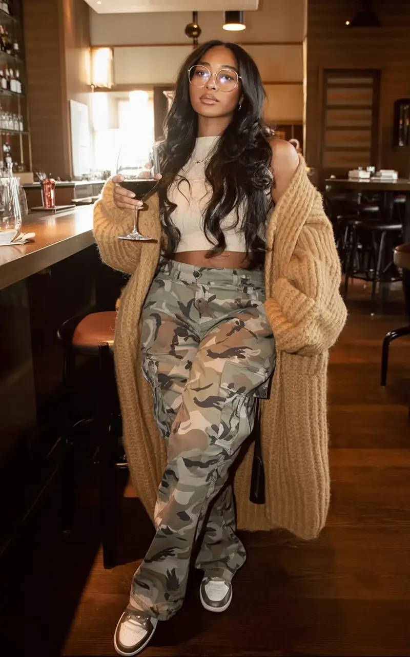 Fall 2025 Fashion Inspiration for Stylish Women Laid-Back Luxe With Camo Confidence