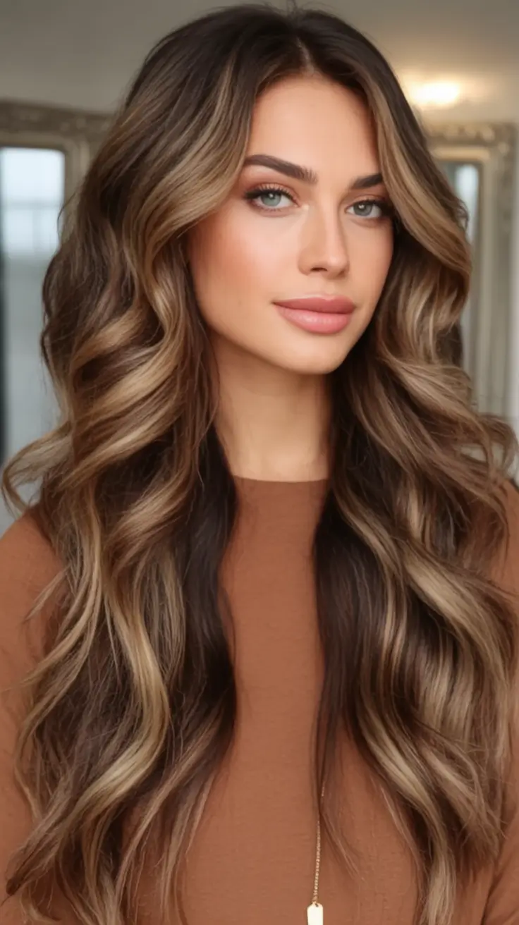 Fall brunette hair color ideas 2025 Hollywood Volume with Deep Brunette Blend