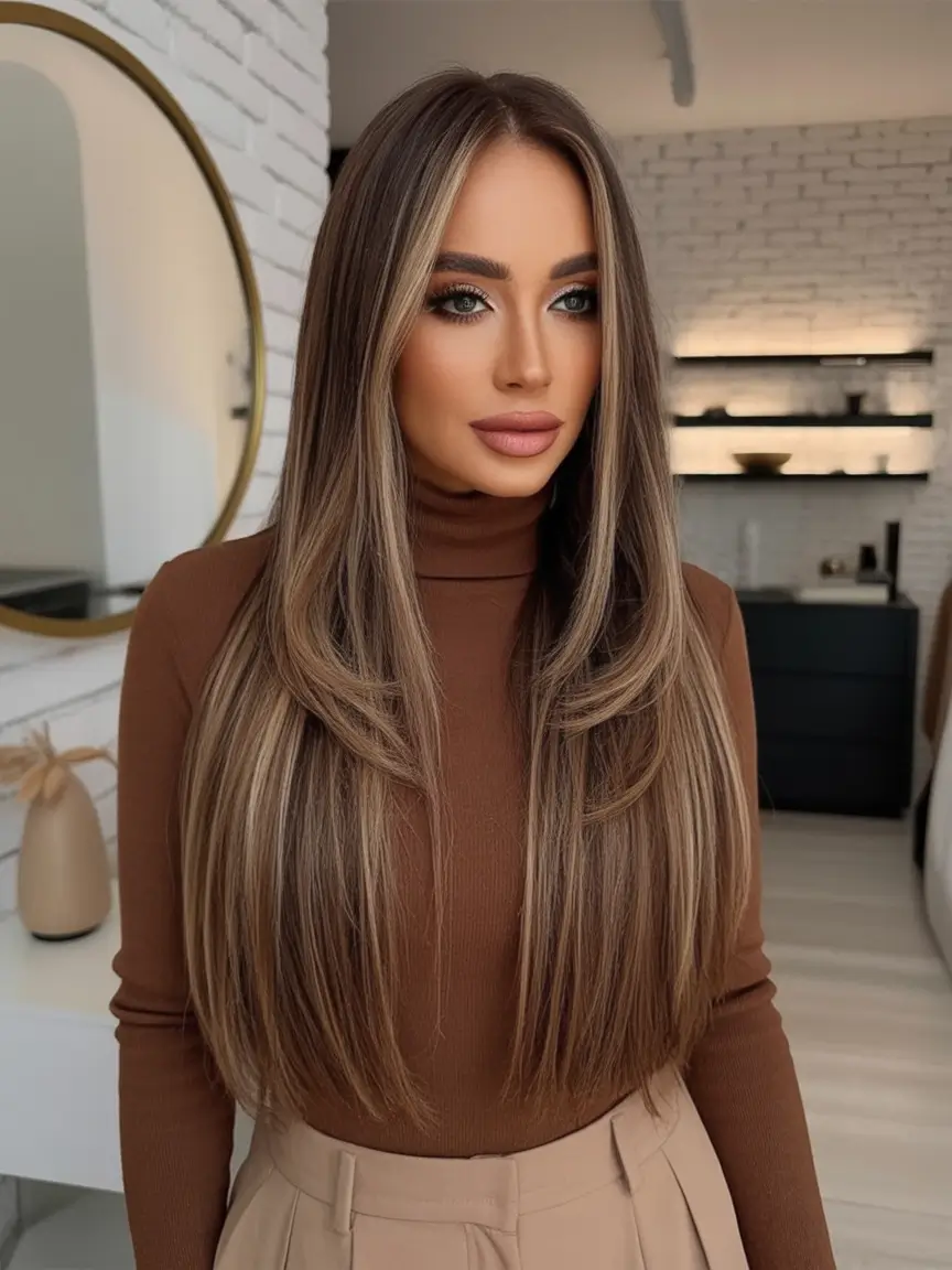 Fall brunette hair color ideas 2025 Face-Framing Luxe in Mushroom Balayage