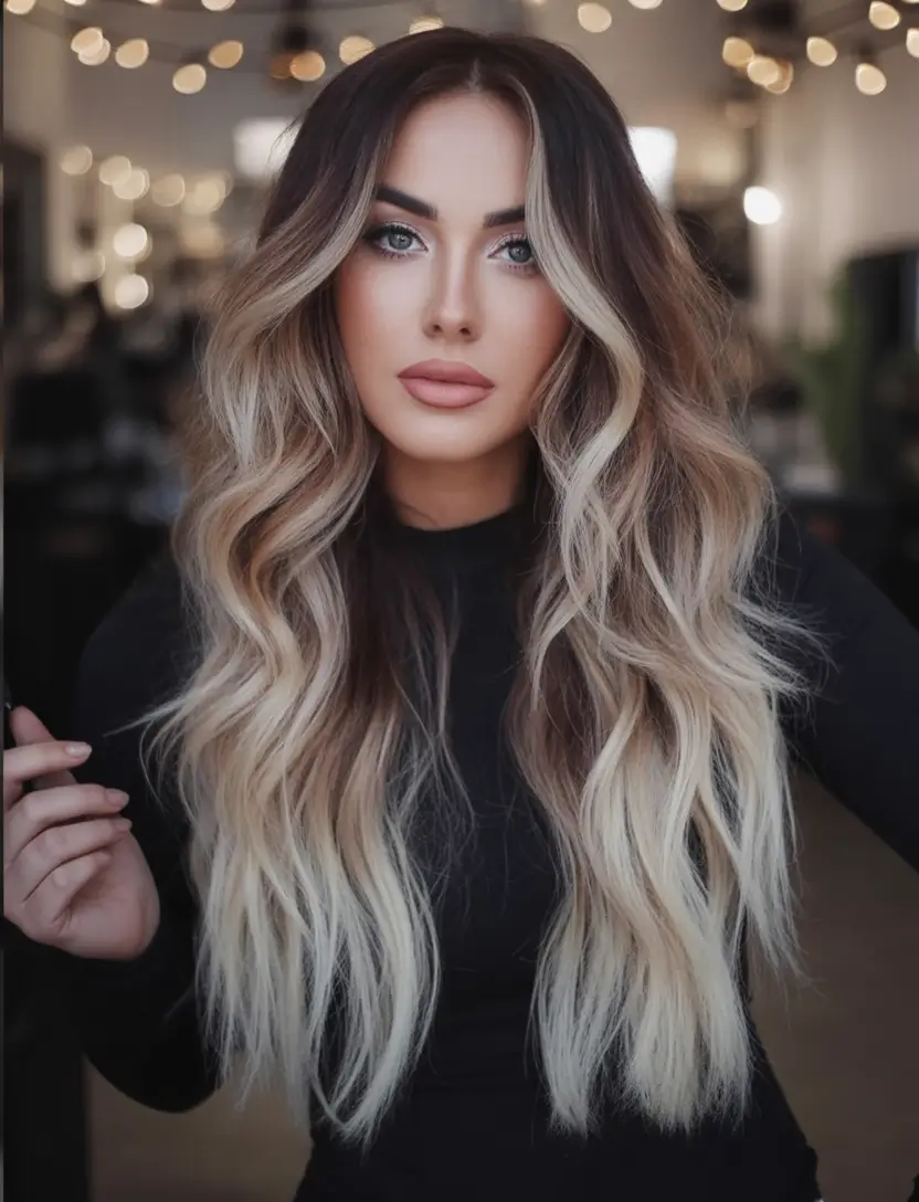 Fall brunette hair color ideas 2025 Creamy Ash Balayage with Cool Depth