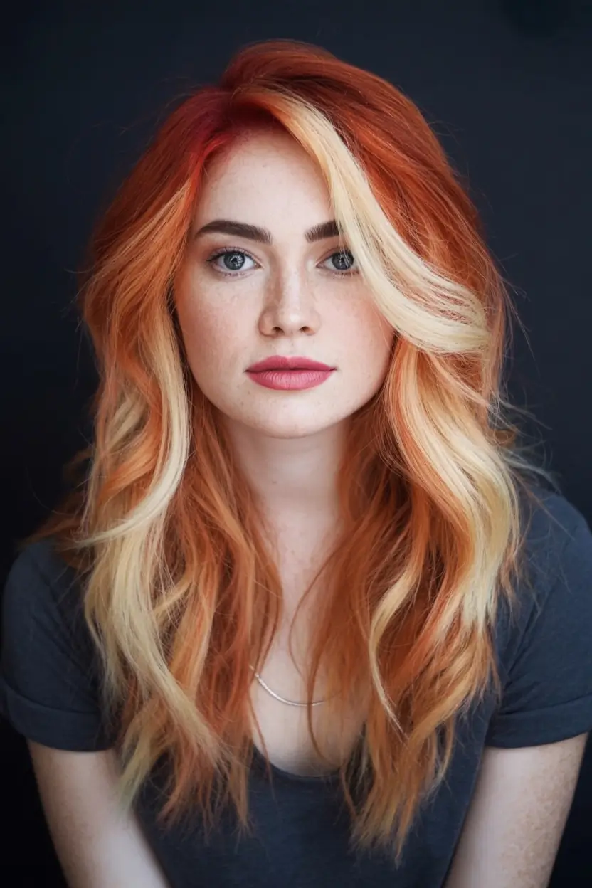 Fall Red Hair Color Ideas for Redheads in 2025 Peachy Blonde Ribbons with Fiery Layers