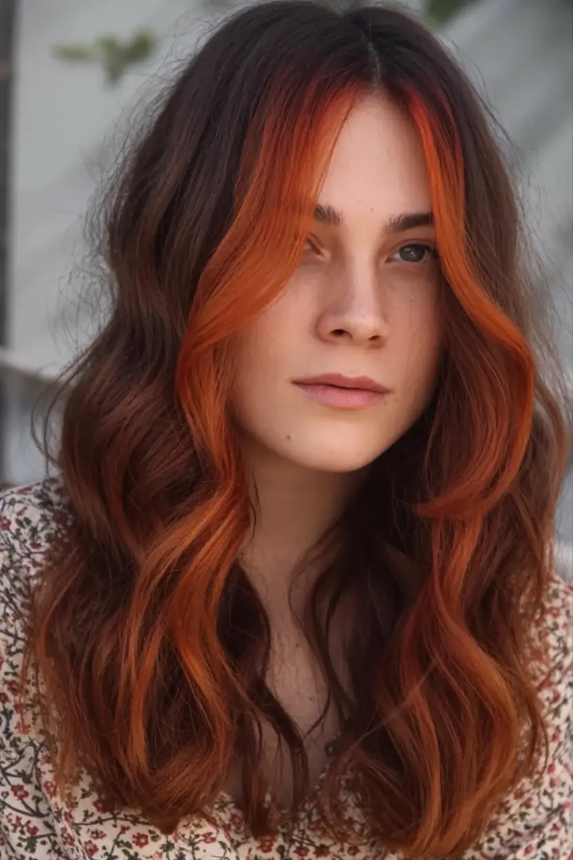 Fall Red Hair Color Ideas for Redheads in 2025 Spiced Money Piece on Chestnut Base