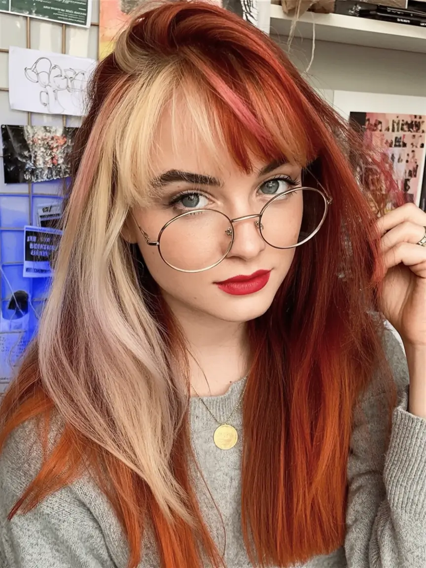Fall Red Hair Color Ideas for Redheads in 2025 Split-Dye Magic with Blonde and Burnt Red