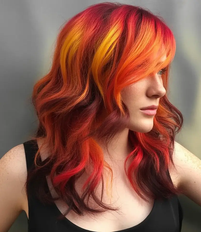 Fall Red Hair Color Ideas for Redheads in 2025 Sunset Melt with Lava Ribbons