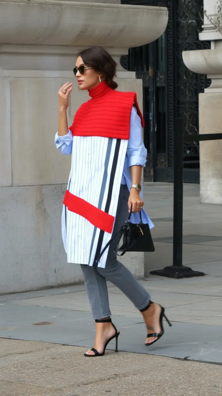 Fall transitional outfits to try in 2025 Architectural Layers In Red And Steel