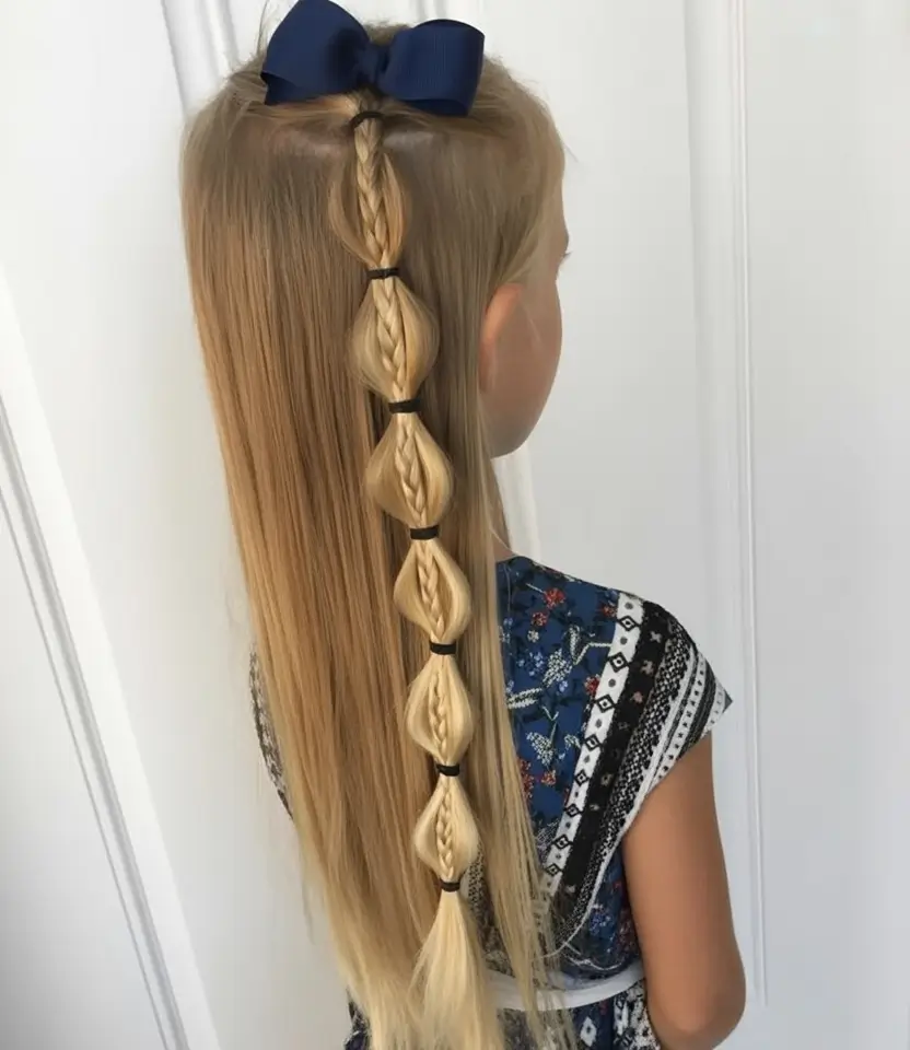 first day of school hairstyles ideas 2025 Bubble Braid with Mini Plaits Inside