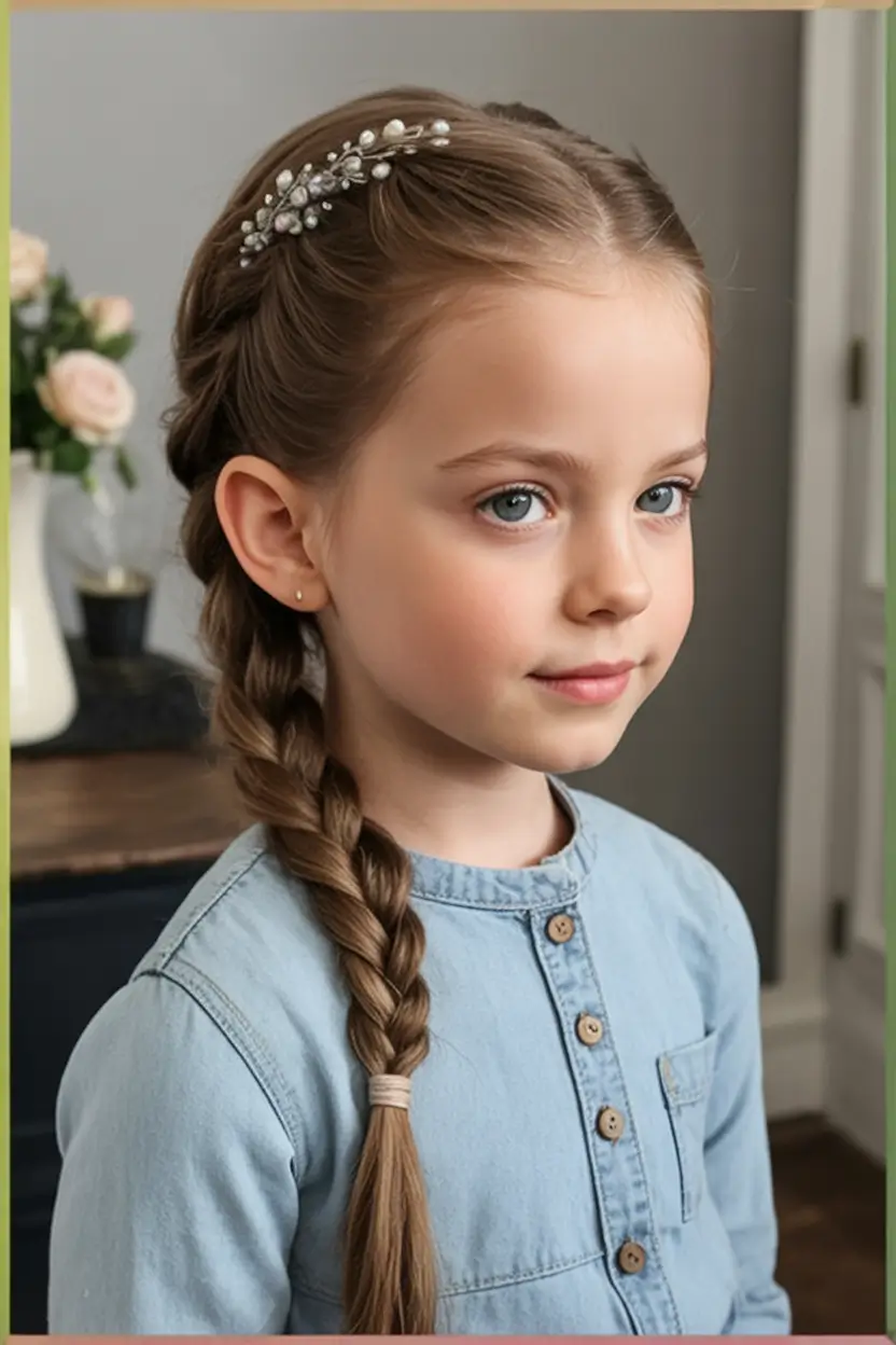first day of school hairstyles ideas 2025 Classic Side Braid with Delicate Accessory