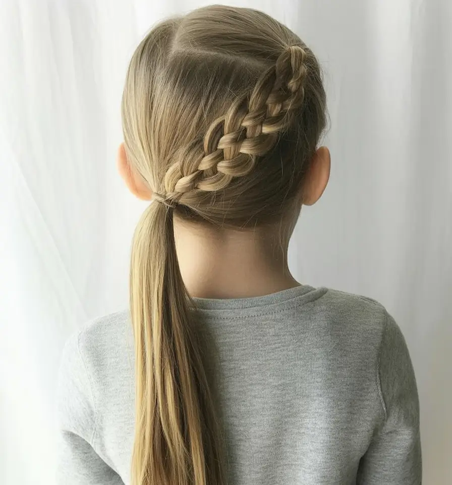 first day of school hairstyles ideas 2025 Diagonal Braid Into Sleek Pony