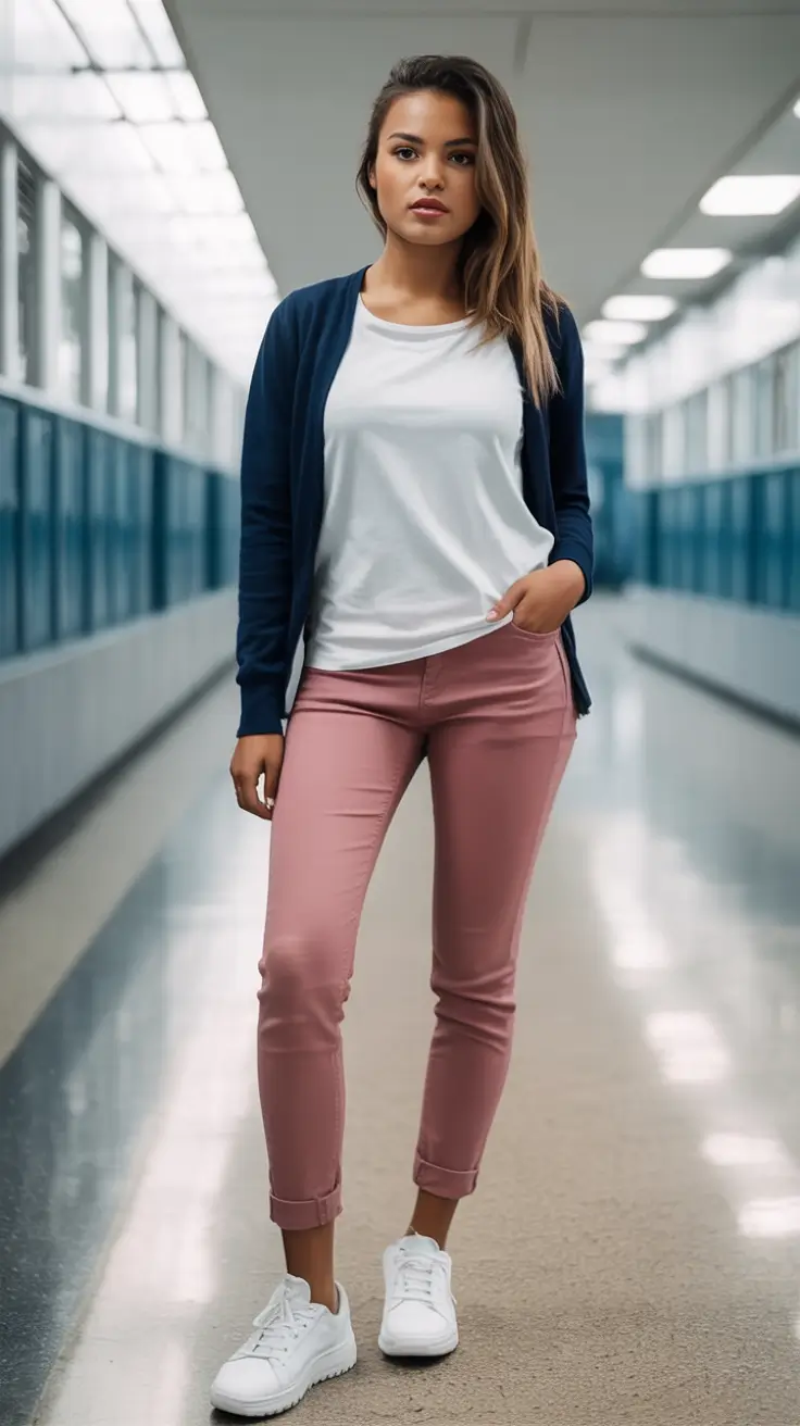 first day of school outfits ideas 2025 Casual Cool in Dusty Rose