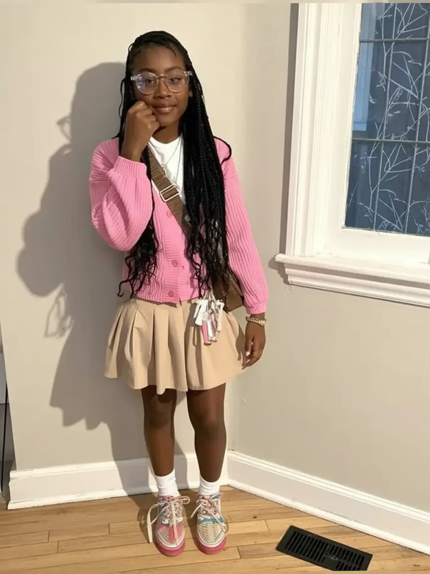 first day of school outfits ideas 2025 Y2K Prep with a Pop of Pink