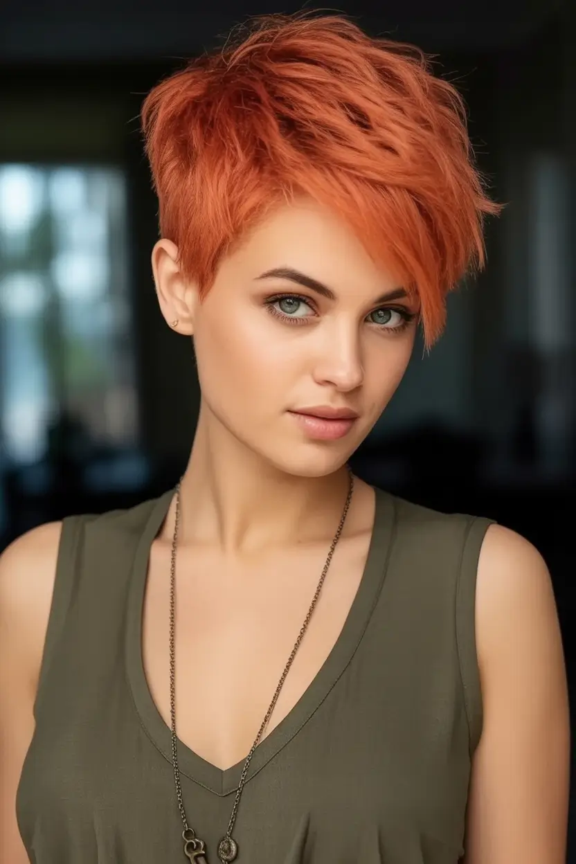 Fresh Haircuts to Try in August 2025 Chic Red Pixie with Tousled Crown
