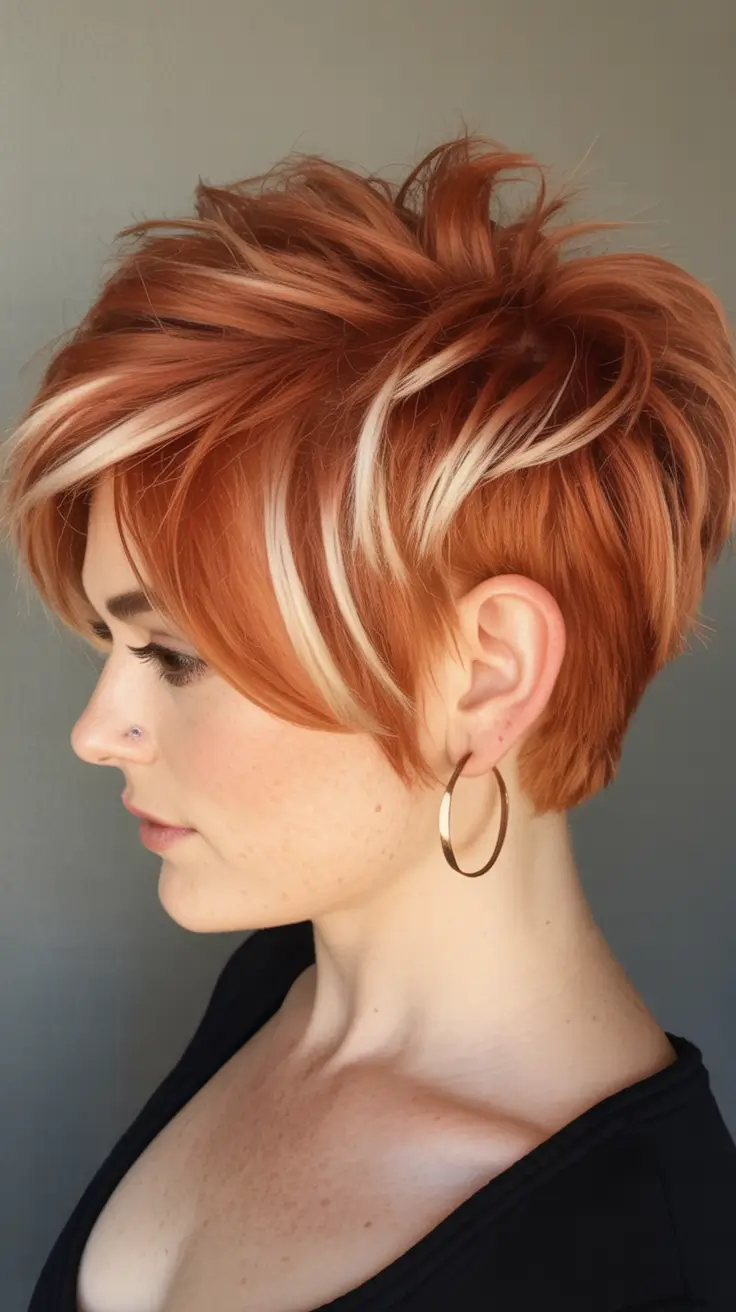 Fresh Haircuts to Try in August 2025 Layered Pixie with Blonde Accents