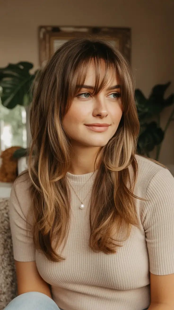 Fresh Haircuts to Try in August 2025 Bronzed Layers With Barely-There Bangs