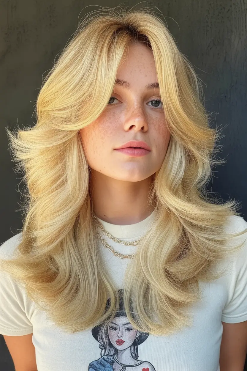 Fresh Haircuts to Try in August 2025 Classic Blonde Blowout with Bouncy Layers
