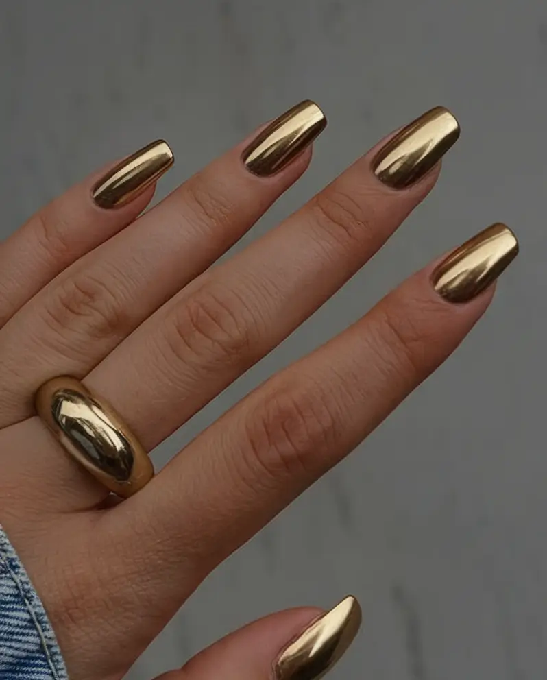 Fun Nail Color Ideas for August 2025 liquid gold obsession