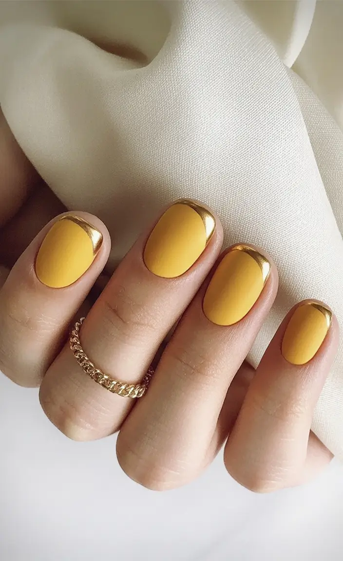 Fun Nail Color Ideas for August 2025 Matte Yellow Gold Flip