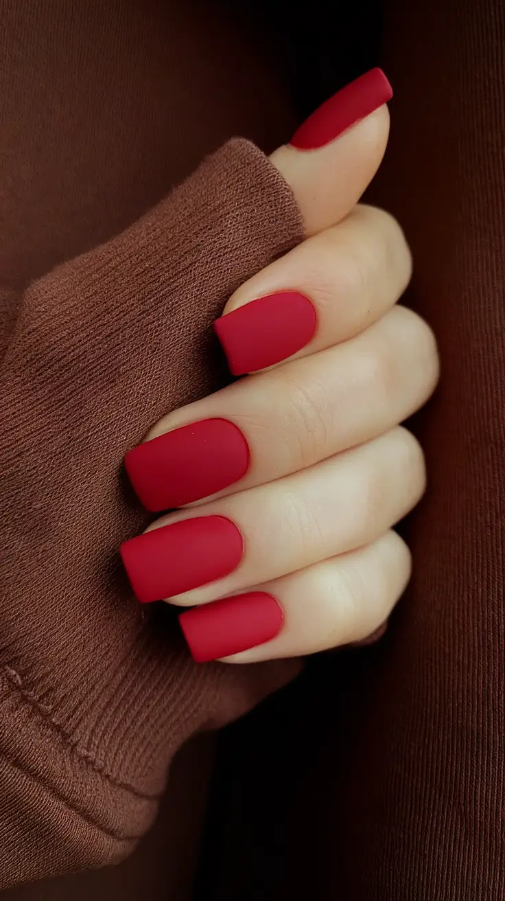 Fun Nail Color Ideas for August 2025 Matte Red Crush