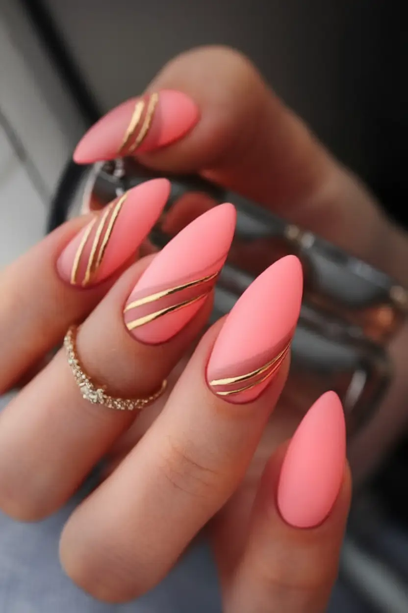 Fun Nail Color Ideas for August 2025 sunset glam streak
