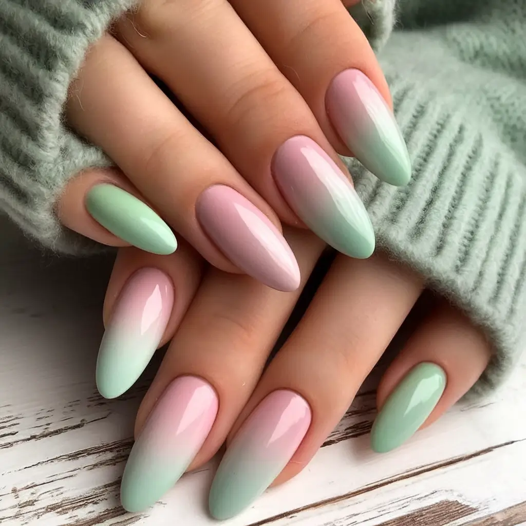 Fun Nail Color Ideas for August 2025 mint to blush fade