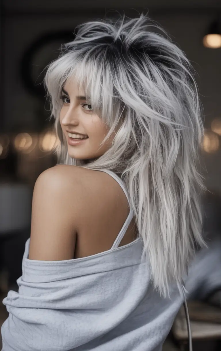Hair Color Inspo for August 2025 Silver Jet Volume