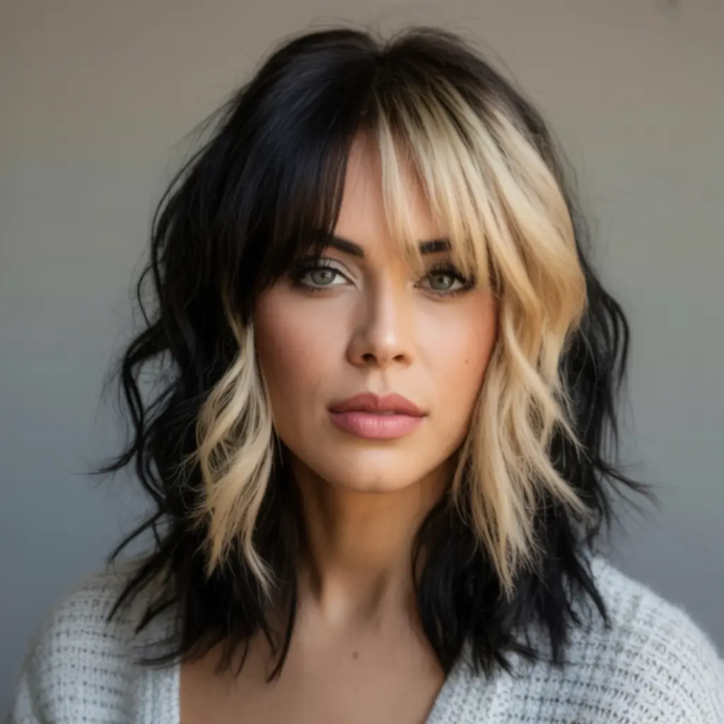 Hair Color Inspo for August 2025 Two-Tone Face Frame with Bold Attitude