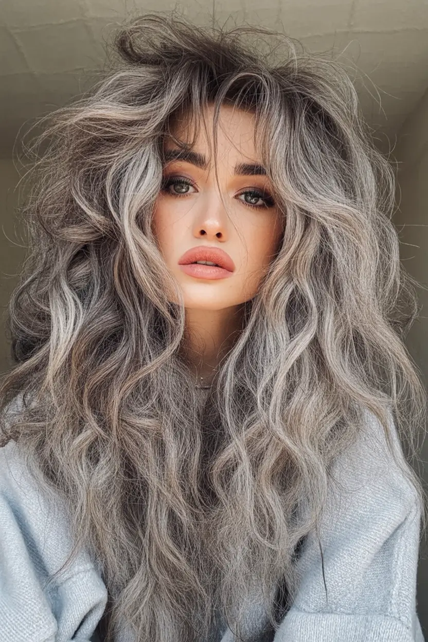 Hair Color Inspo for August 2025 Soft Gray Siren
