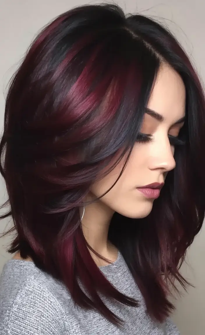 Hair Color Inspo for August 2025 Crimson Edge Layers