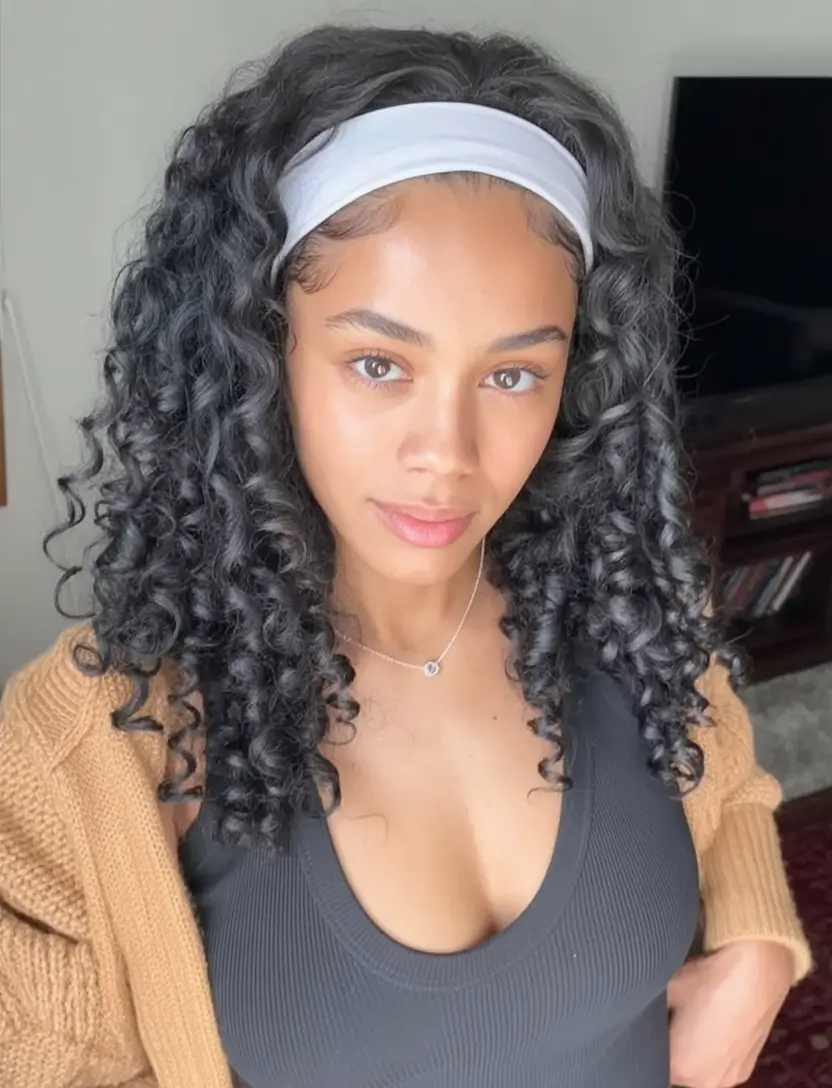 labor day hairstyles ideas 2025 Defined Curls with a Headband