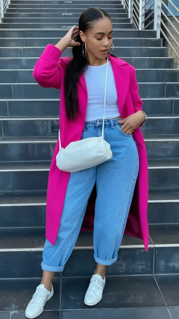 labor day outfits ideas 2025 Fuchsia and Denim The Bold Twist