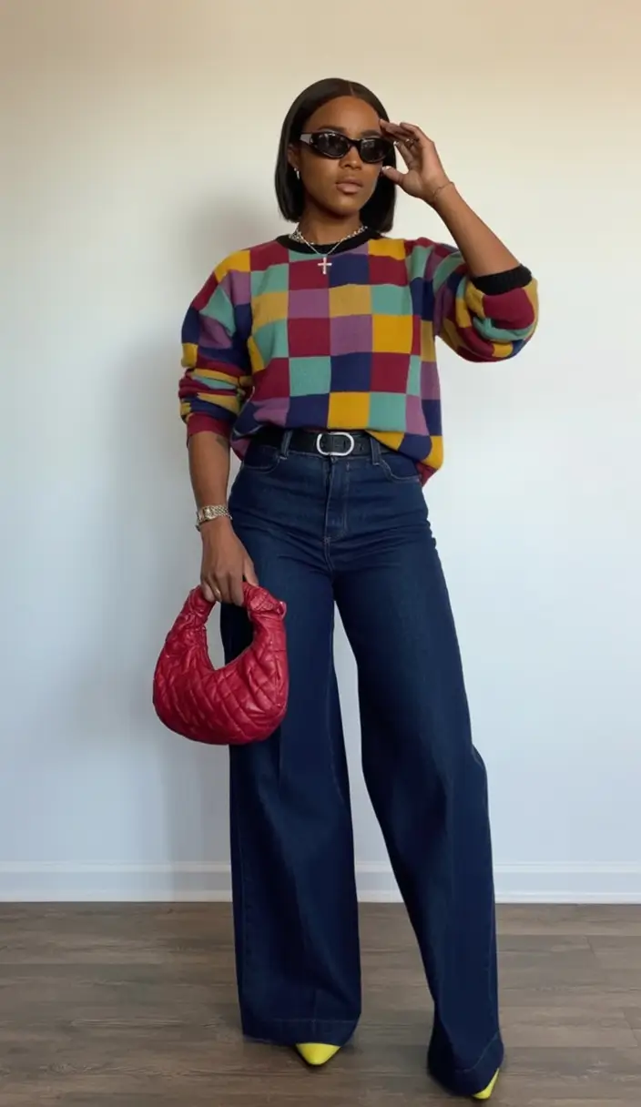 labor day outfits ideas 2025 Bold Color Block With Retro Vibes