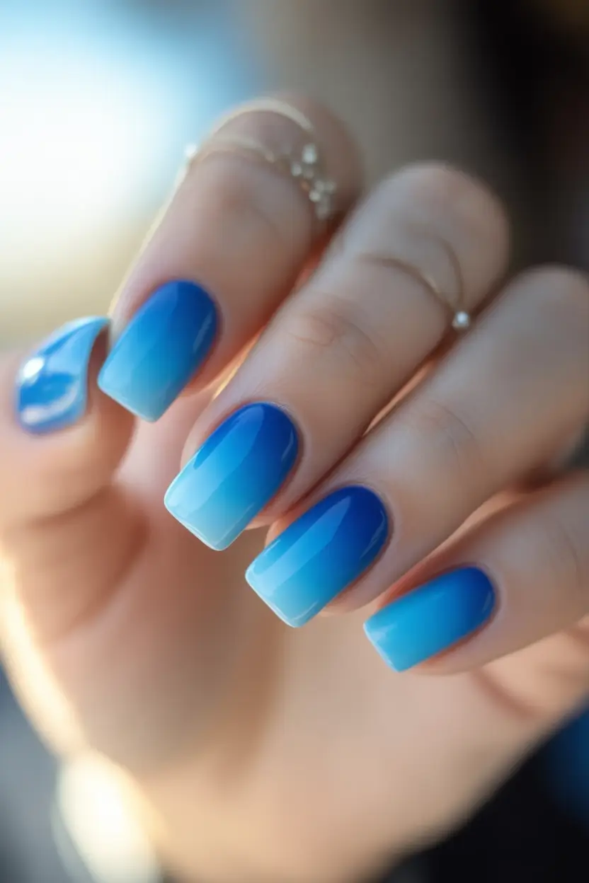 Nail Designs to Try in August 2025 Skyline Ombre Fade