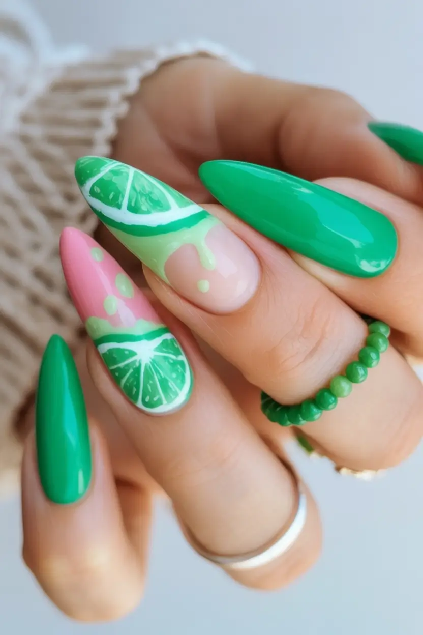 Nail Designs to Try in August 2025 Neon Citrus Splash